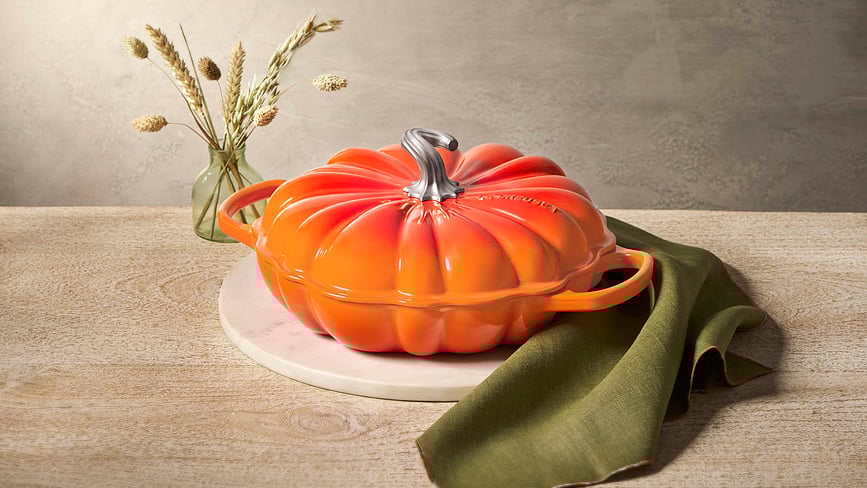 Cazuela Gourmet con forma de calabaza, 28 cm, blanca