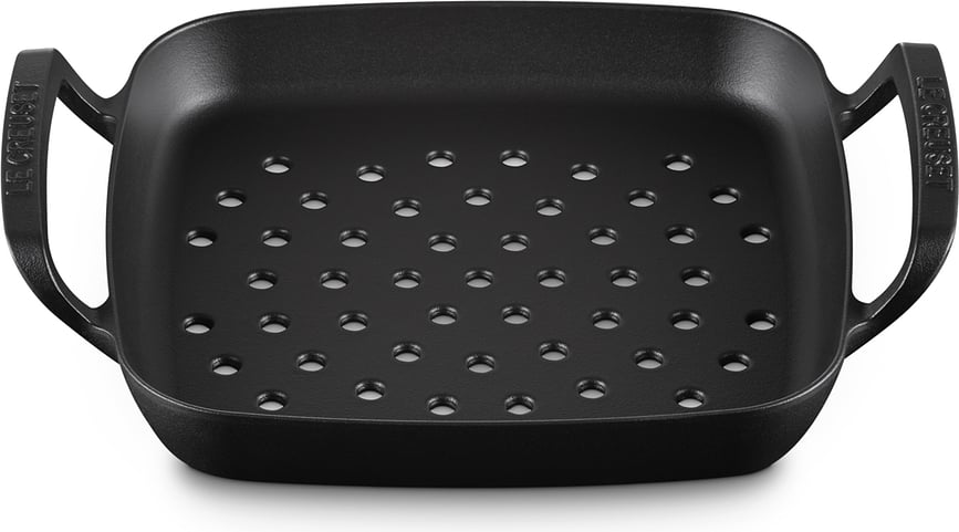 Plancha de Parrilla BBQ Outdoor, cuadrada, 30 cm, negro mate, perforada