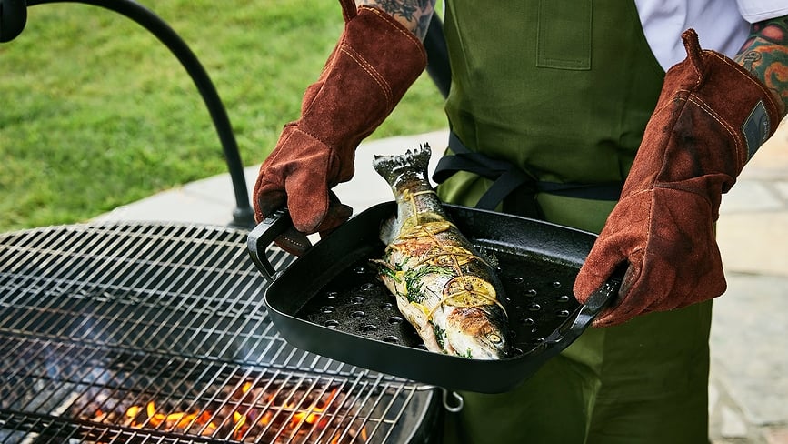 Plancha de Parrilla BBQ Outdoor, cuadrada, 30 cm, negro mate, perforada