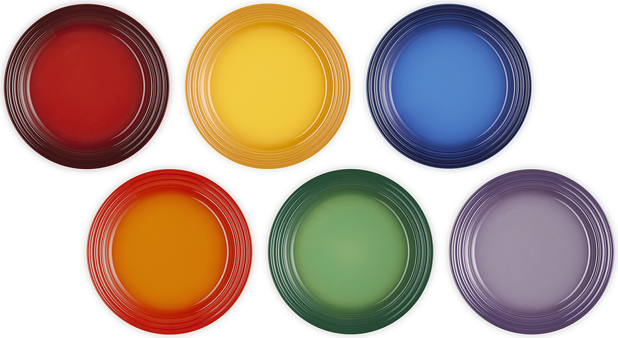 Platos de Desayuno Le Creuset Rainbow, 22 cm, Set de 6 piezas