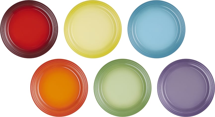 Platos de gres Le Creuset Rainbow 27 cm, de colores, 6 unidades