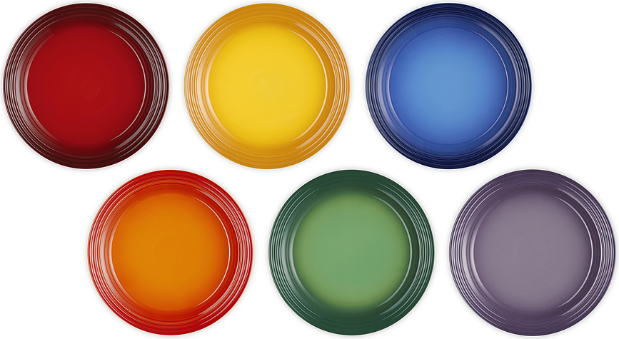 Platos Llanos Le Creuset Rainbow, 27 cm, multicolor, 6 unidades