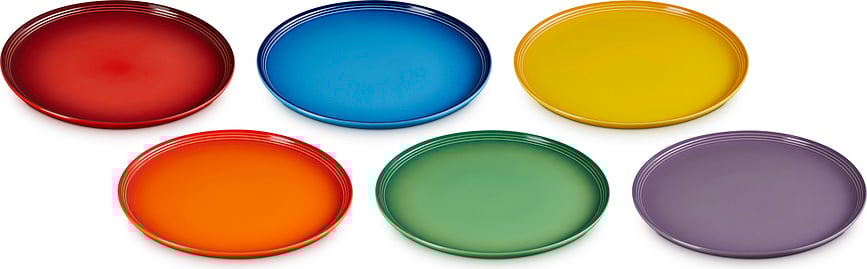 Platos Llanos Le Creuset Rainbow Coupe, 27 cm, de colores surtidos, 6 unidades