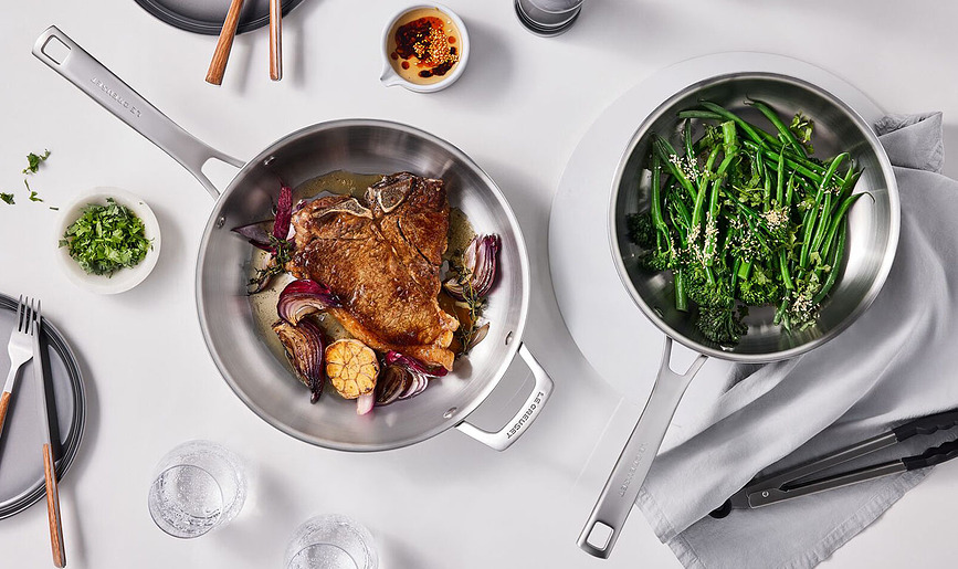 Poêle triple couche, 28 cm, en acier inoxydable