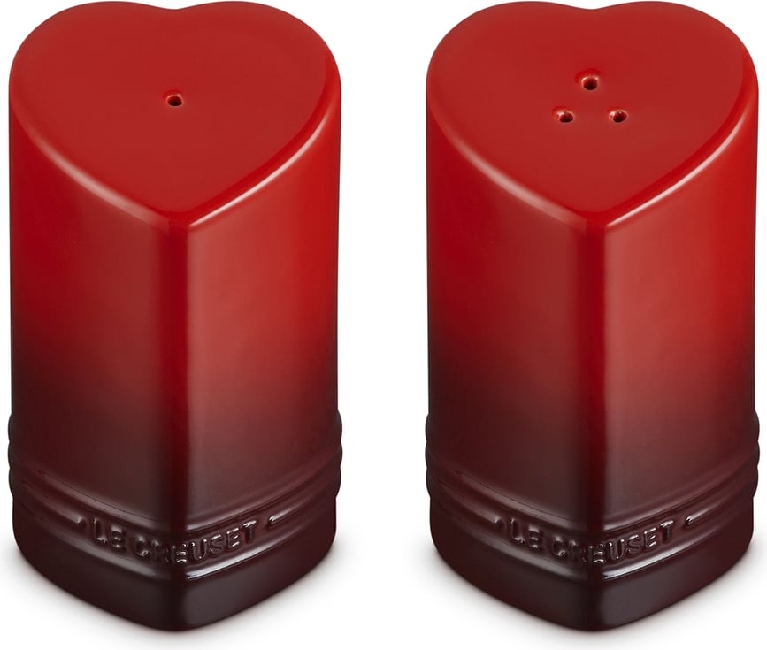 Salero y Pimentero Heart, rojo cereza, Set de 2 piezas