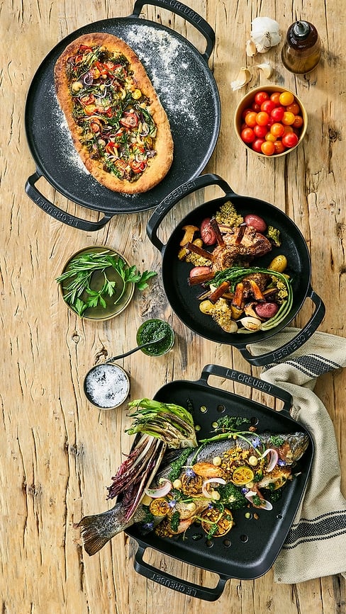 Sartén de hierro fundido BBQ Outdoor, redonda, 25 cm, negra mate