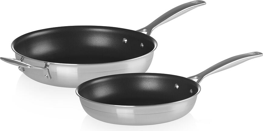 Sartenes de acero inoxidable de triple capa, 24 cm y 28 cm, Set de 2 piezas