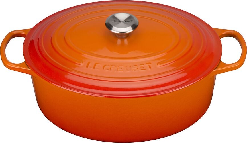 Signature Cocotte ovale, 33 cm, orange volcanique