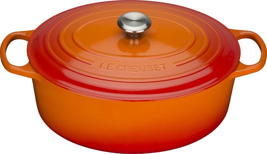 Signature Cocotte ovale, 35 cm, orange flamboyant