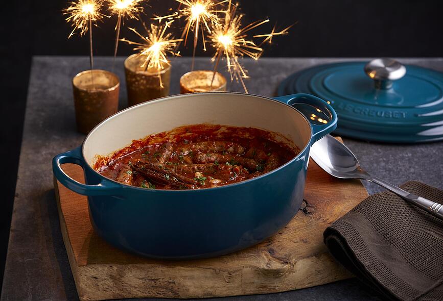 Signature Pekač ovalni 29 cm bijeli sa srebrnom ručkom za poklopac