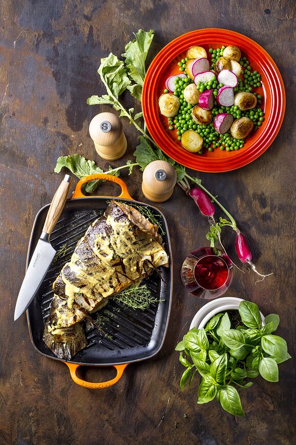 Signature Πλάκα Ψησίματος τετράγωνη, 30 εκ., πορτοκαλί φλόγας