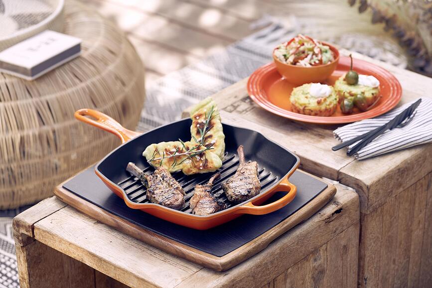 Signature Poêle Grill carrée, 26 cm, cerise