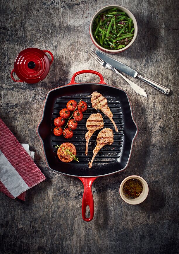 Signature Poêle Grill carrée, 26 cm, cerise