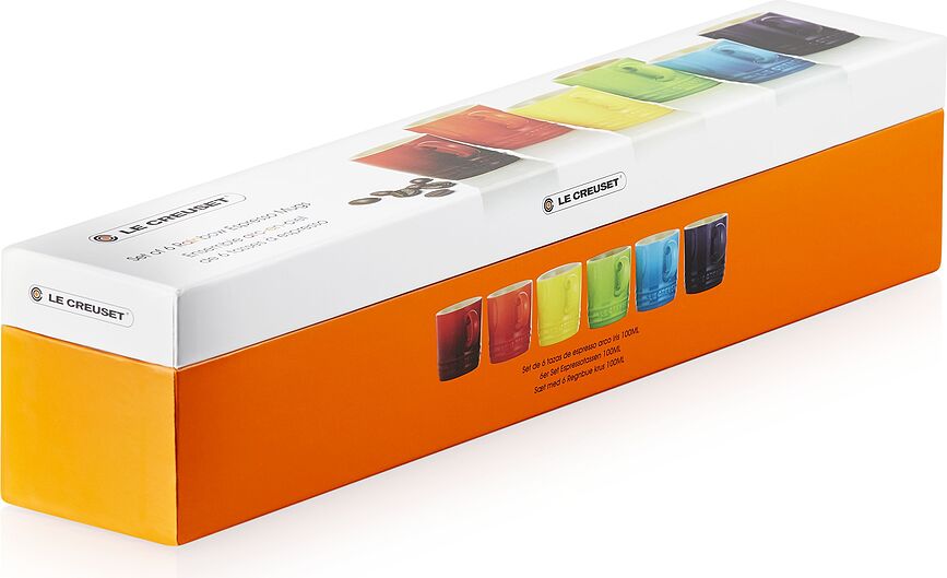Tazas de Espresso Le Creuset Rainbow, 100 ml, multicolor, Pack de 6 unidades