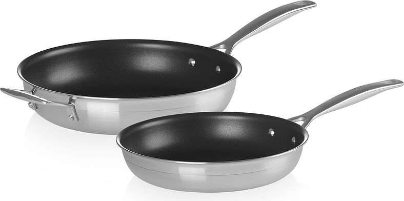 Тигани 3-ply от неръждаема стомана 24 см + 28 см 2 бр. - Le Creuset