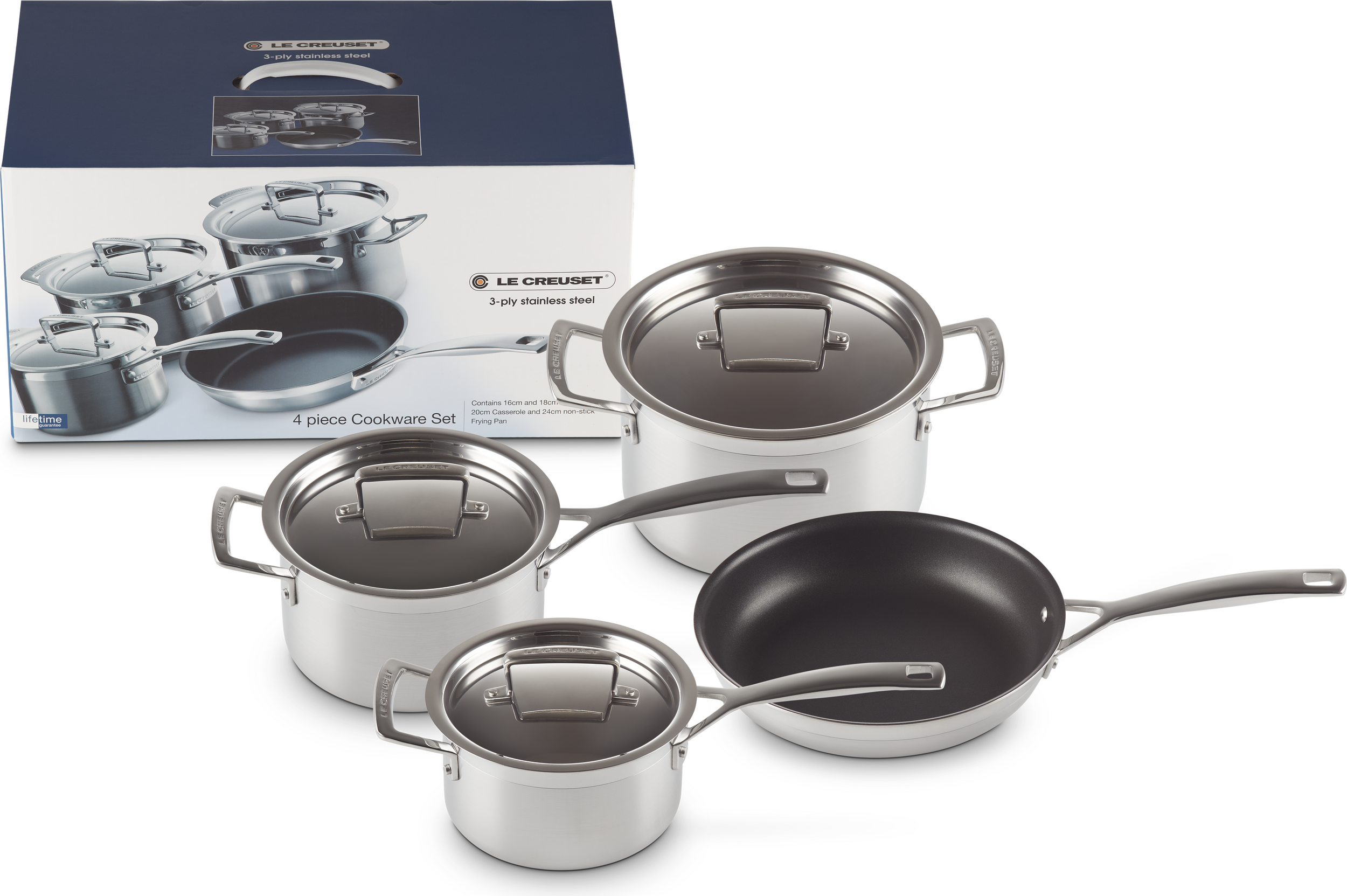 Topf- und Pfannenset 3-ply mit Deckeln, 7-teilig