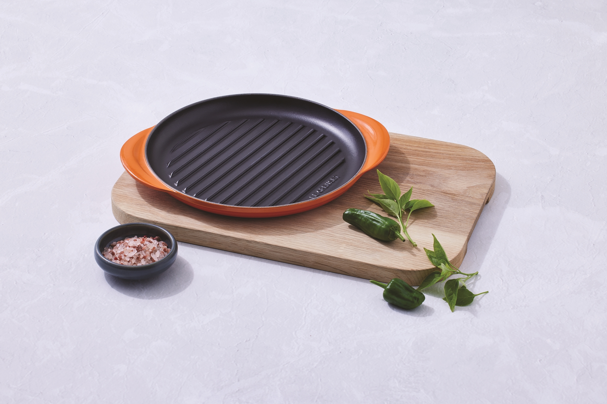 Le Creuset Round Skillet Grill Deep 25 Orange