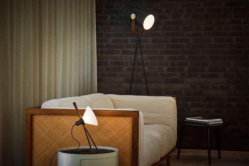 Lampa podłogowa Carronade II 135 cm czarno-brązowa