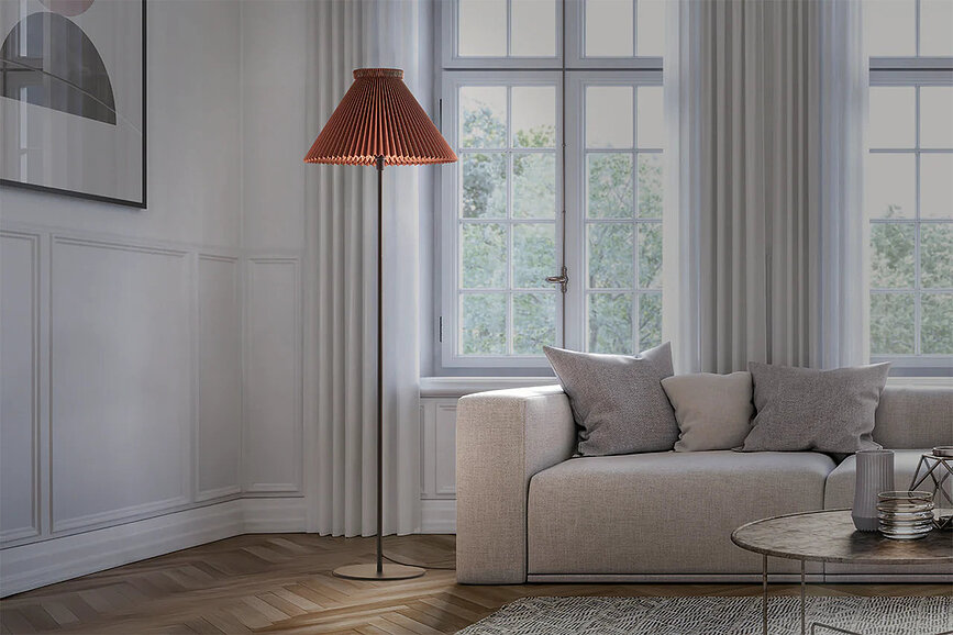 Lampa podłogowa LK 334 155 cm biała z papierowym kloszem