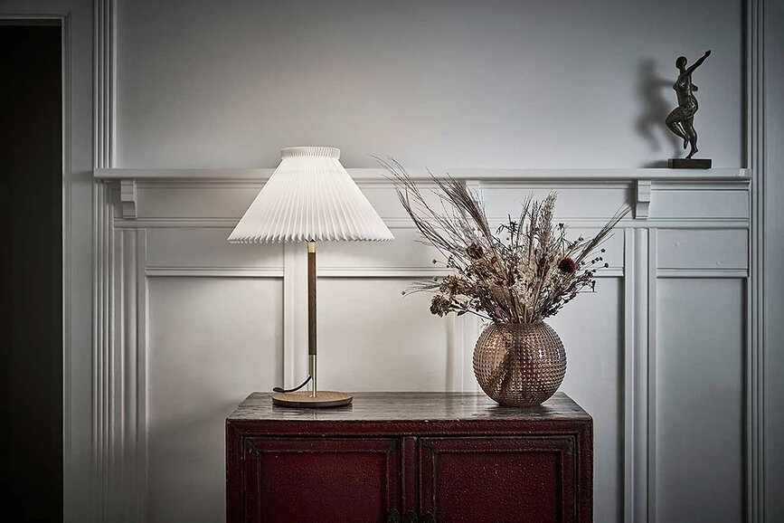 Lampa stołowa LK 80 70 cm ciemnobrązowa z papierowym kloszem
