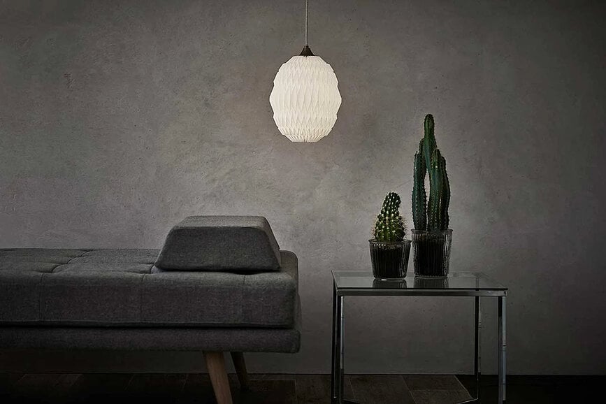 Lampa wisząca Caleo 1 biało-brązowa z papierowym kloszem