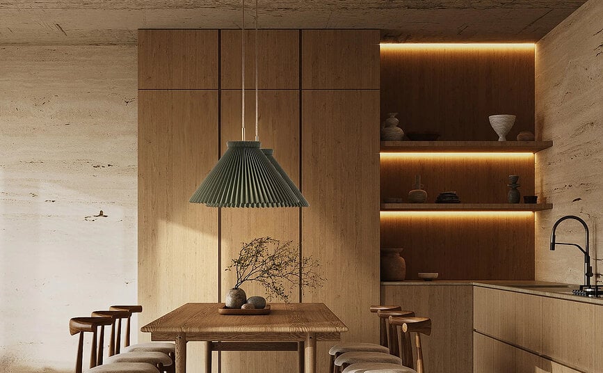 Lampa wisząca Colour Pleats 30 cm brązowa z papierowym kloszem