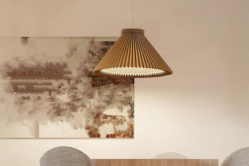 Lampa wisząca Colour Pleats 30 cm brązowa z papierowym kloszem