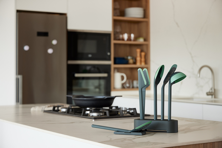 Accesorios de Cocina antiarañazos, verde oscuro, con organizador, Set de 6 piezas