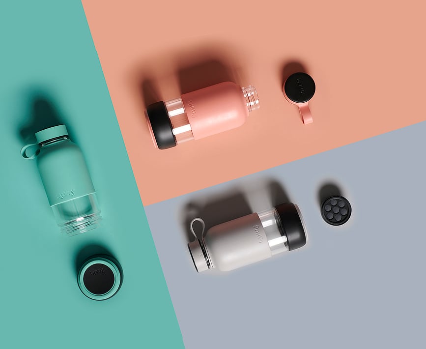 To Go Boca za Vodu staklena tamnoružičasta