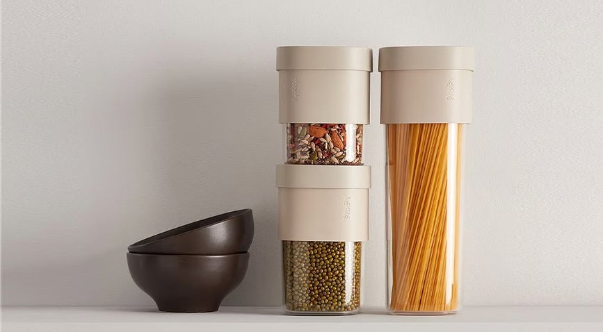 Contenedor de Cocina Save & Store, L, gris beige