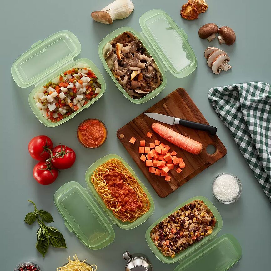 Contenedores de silicona Lekue, verdes, Pack de 3 unidades