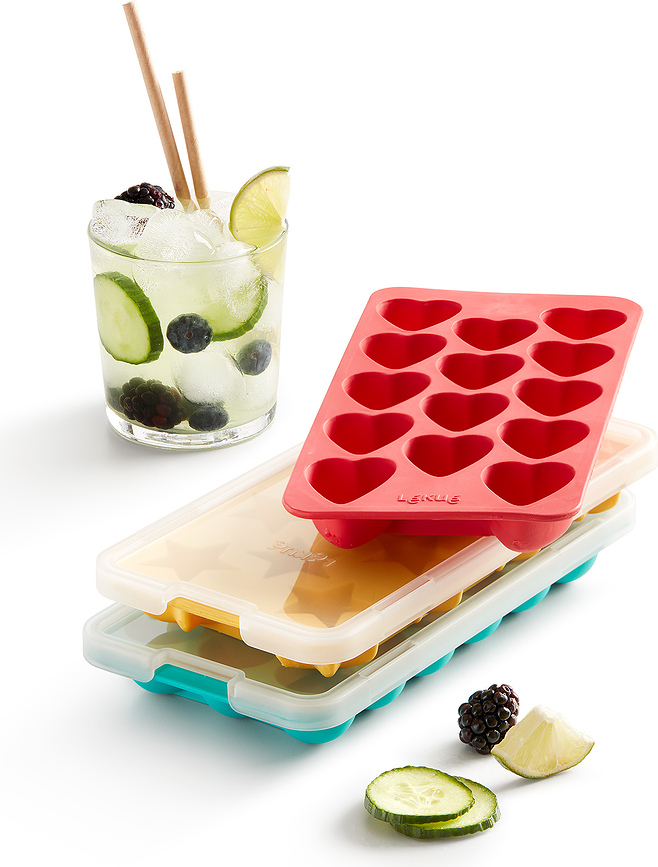Cubiteras Lekue para hielo, con forma de corazón, con tapa