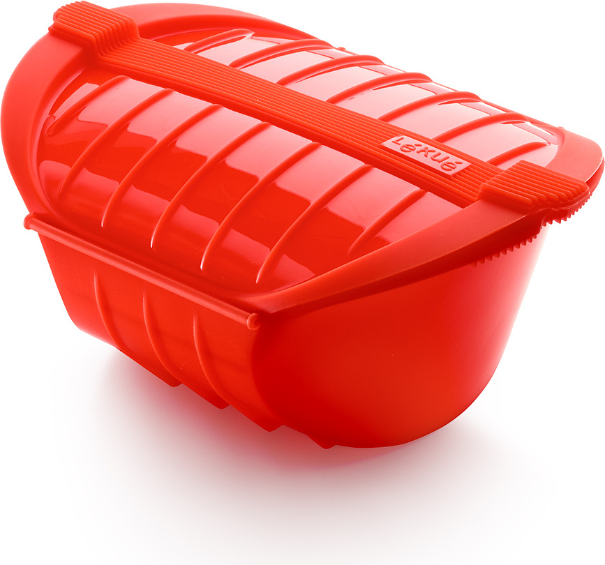 Deep Steam Cuiseur Vapeur pour Micro-ondes, avec insert, 26 cm, rouge