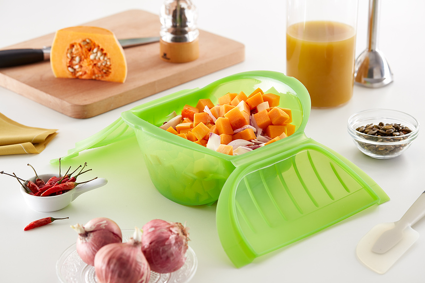 Deep Steam Posoda z vložkom za mikrovalovno pečico, 26 cm, zelena