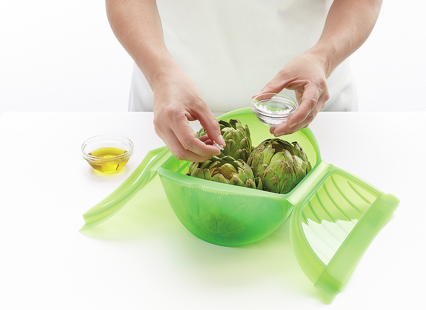 Deep Steam Posoda za mikrovalovno pečico, 26 cm, rdeča