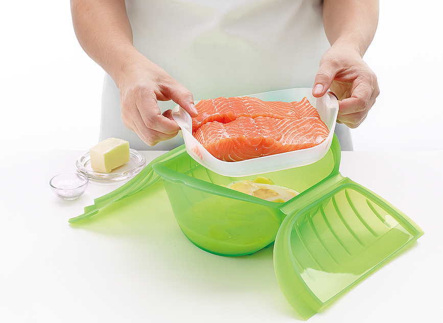 Deep Steam Posuda za mikrovalnu s umetkom 26 cm zelena