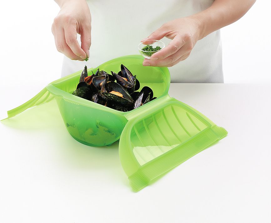 Deep Steam Cuiseur Vapeur pour micro-ondes, 21,2 cm, vert