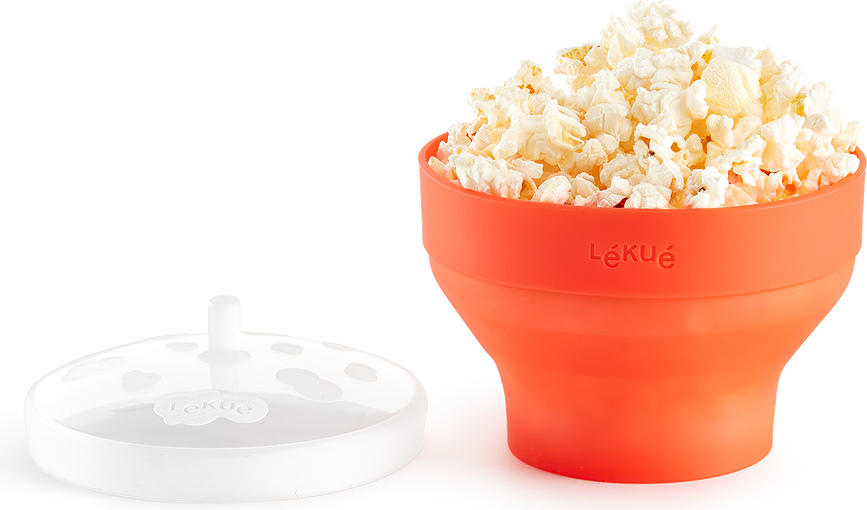 Lekue Bol à Popcorn pour micro-ondes, rouge, en silicone