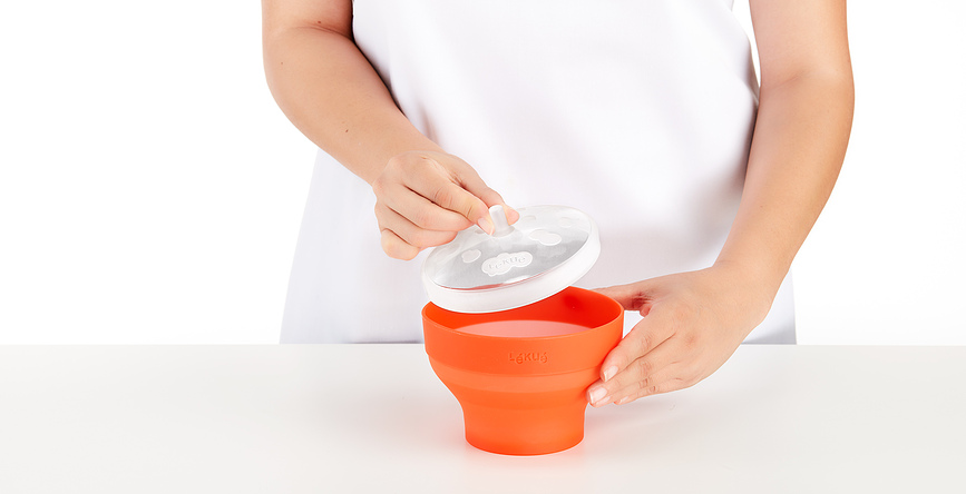 Lekue Bol à Popcorn pour micro-ondes, rouge, en silicone