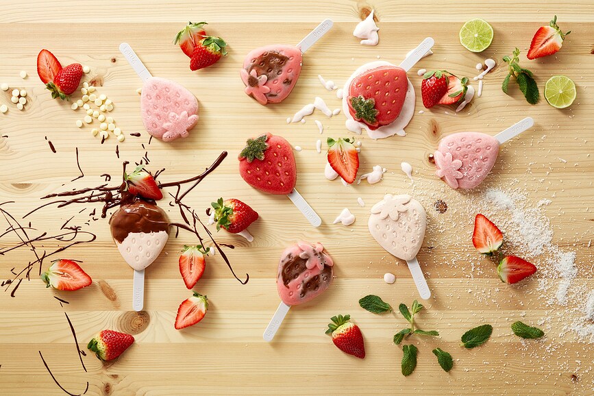 Lekue Modelčki za sladoled, XL, oblika jagode, 4 kosi