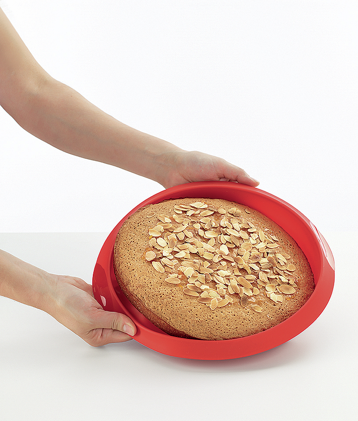 Lekue Moule à Gâteau rond, 20 cm, rouge, en silicone