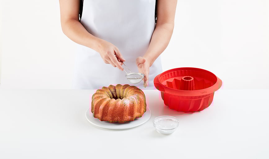 Lekue Moule à Kouglof 22 cm, rouge, en silicone