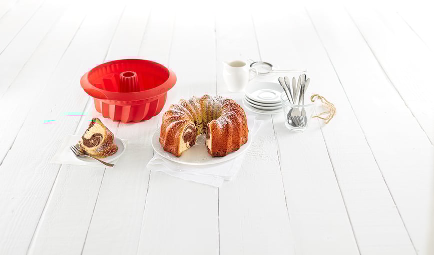 Lekue Moule à Kouglof 22 cm, rouge, en silicone