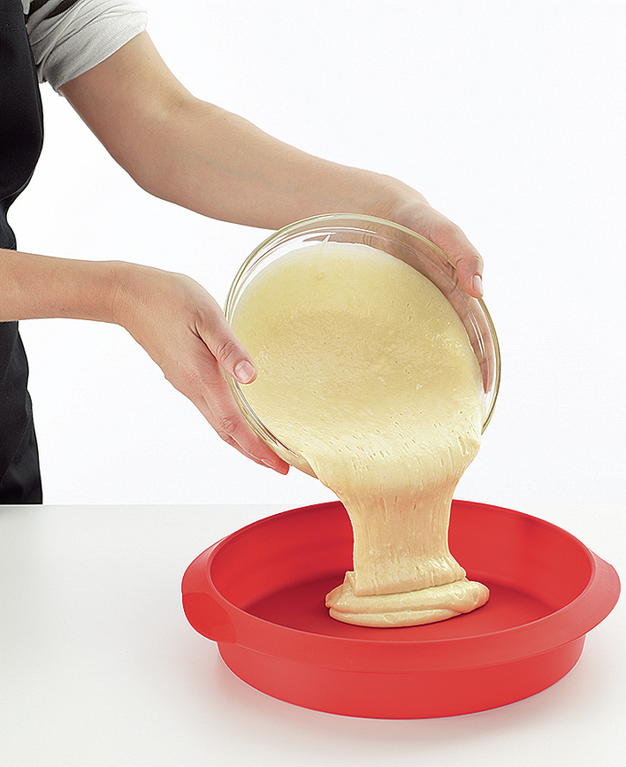 Lekue Moule à Gâteau rond, 26 cm, rouge, en silicone