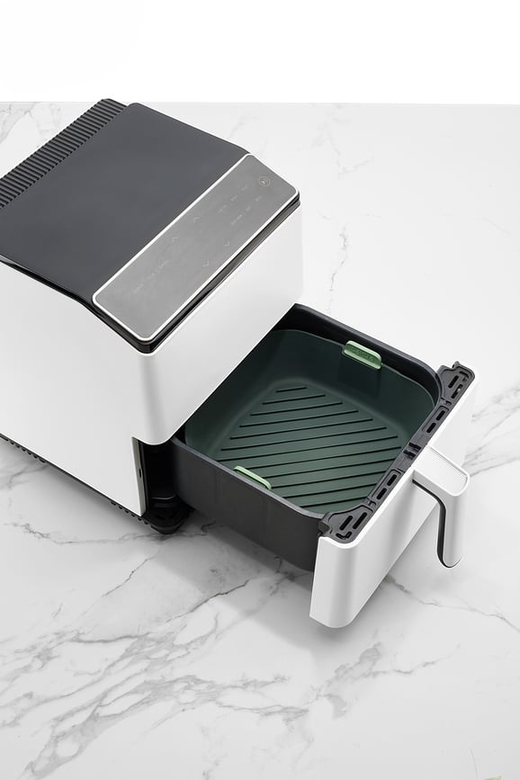 Lekue Panier de Cuisson pour Friteuse à Air, 22 cm, gris-vert