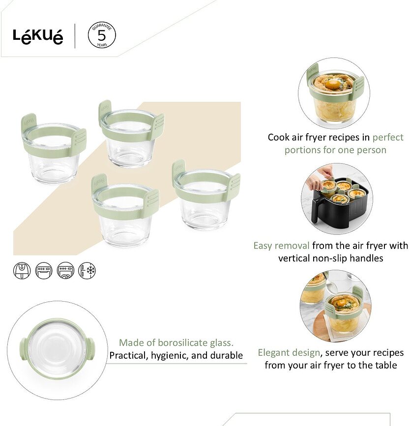 Lekue Φόρμες για Air Fryer, πυρίμαχες, στρογγυλές, μίνι, 4 τμχ