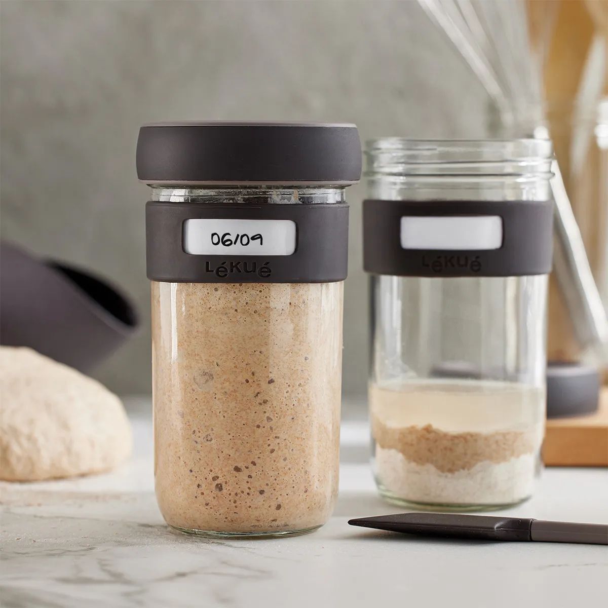 Lekue Sourdough preparation bread jars 700 ml with a spatula 3 el.