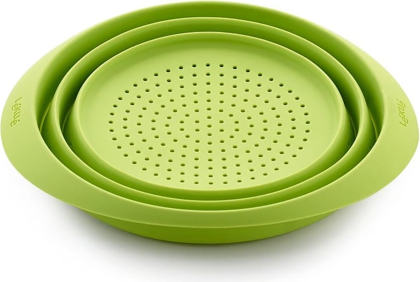 Lekue zöld Szűrőedény 23 cm szilikon összecsukható