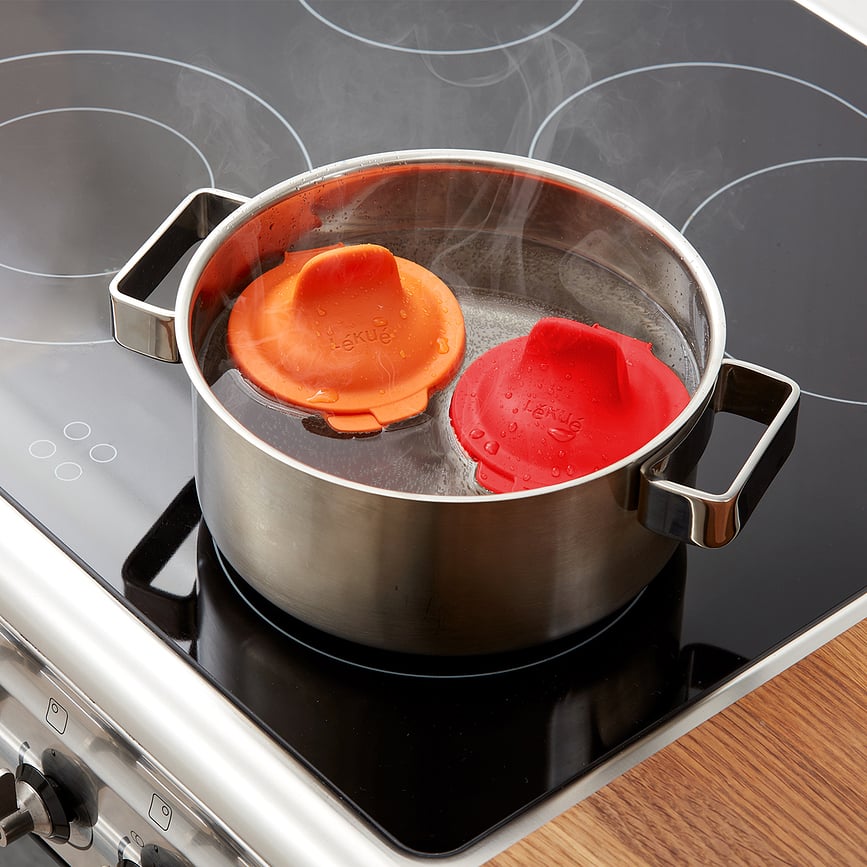 Molde para Huevos Poché Lekue, silicona, naranja, 2 unidades