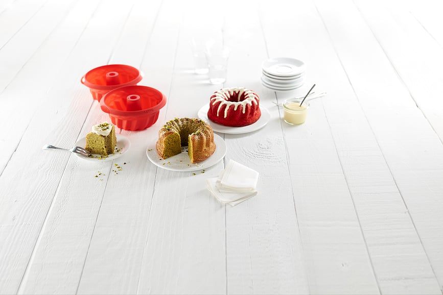 Moldes para Bundt Cake Lekue de silicona, 15 cm, rojos, Pack de 2 unidades